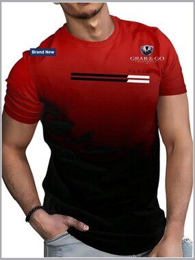 Men's Short Sleeve Graphic Tee Crewneck Ombre Casual Summer T-Shirt